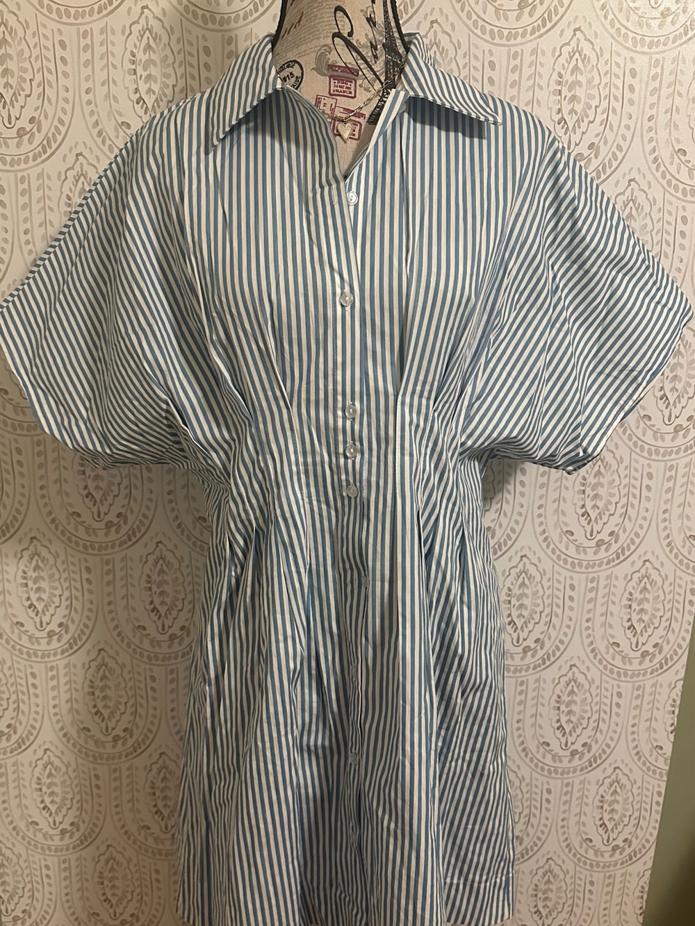 Amazon Blue and White Striped Mini Dress